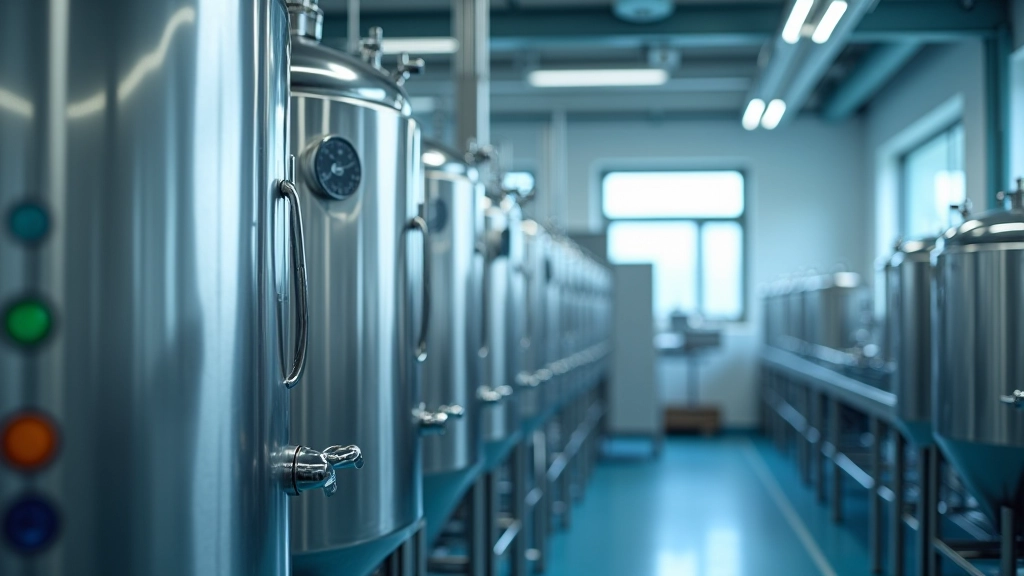 Fermentācijas bioreaktors piena produktu ražotnē ar stikla konteineru un māļu